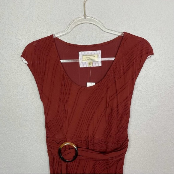 MOULINETTE SOEURS FOR ANTHROPOLOGIE Rusty Red Dress with Belt Size 0 - Picture 4 of 12